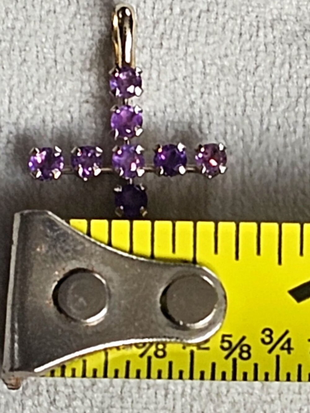 10k Yellow Gold Amethyst Religious Cross Pendant - Picture 5 of 9